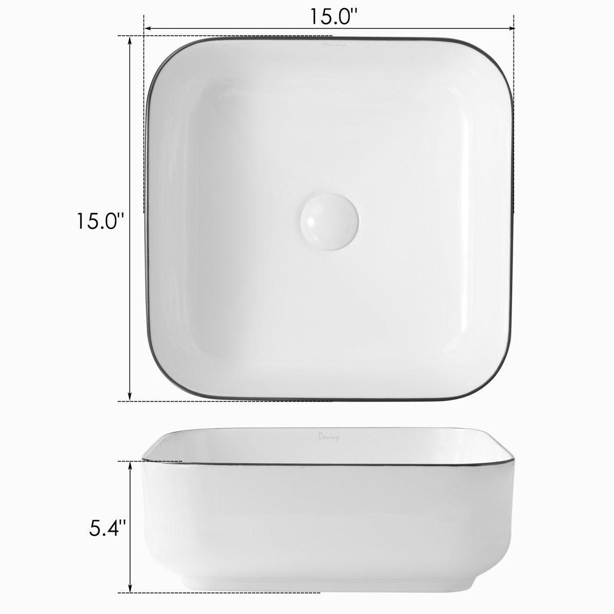 Davivy White Ceramic Square Vessel Bathroom Sink with Overflow Wayfair
